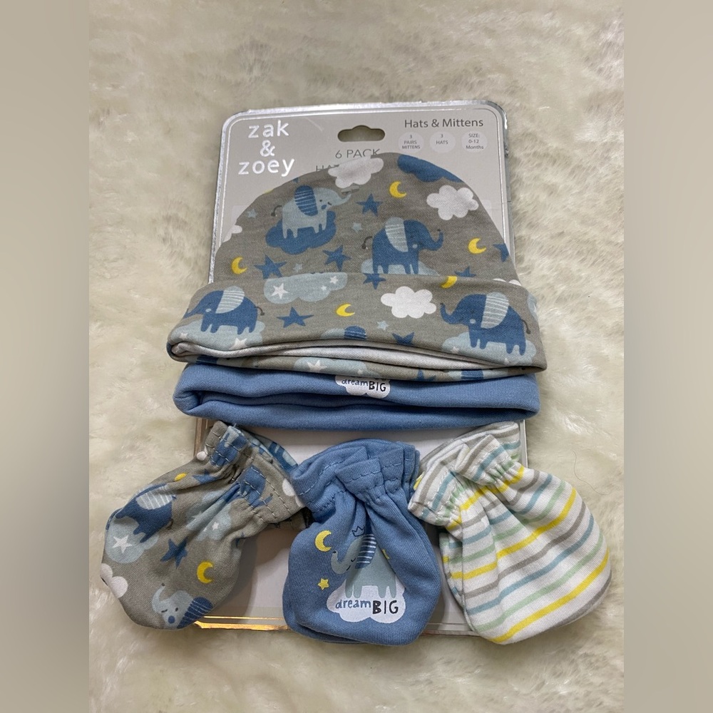 5 Piece Baby Hat and Mitten Set